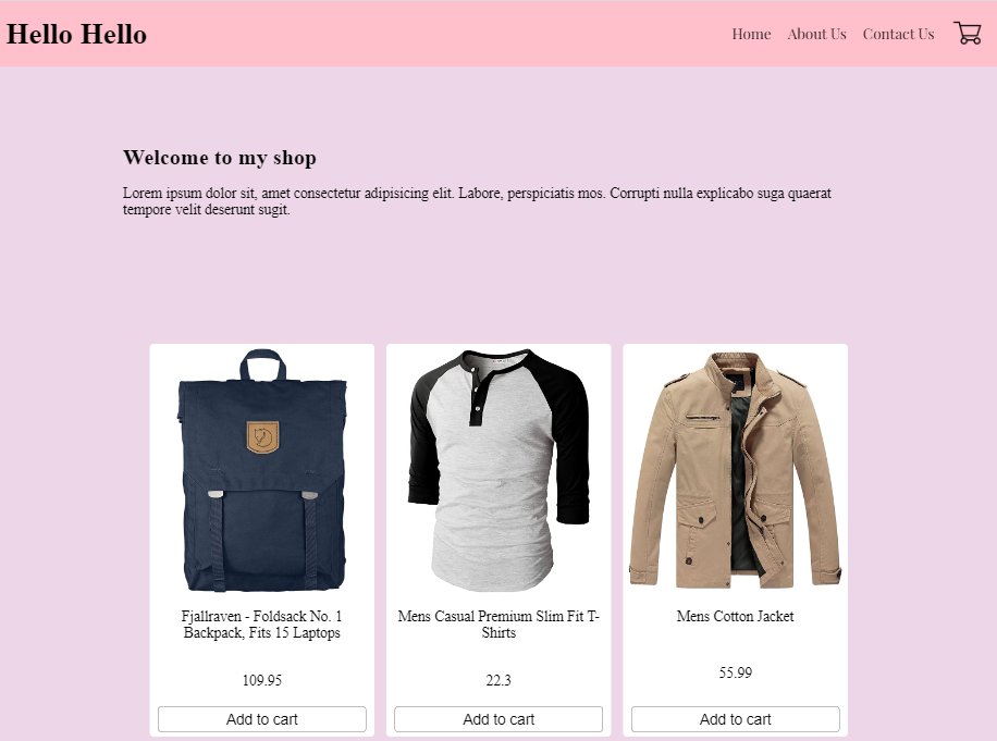 screen shot of an E-commerce website
